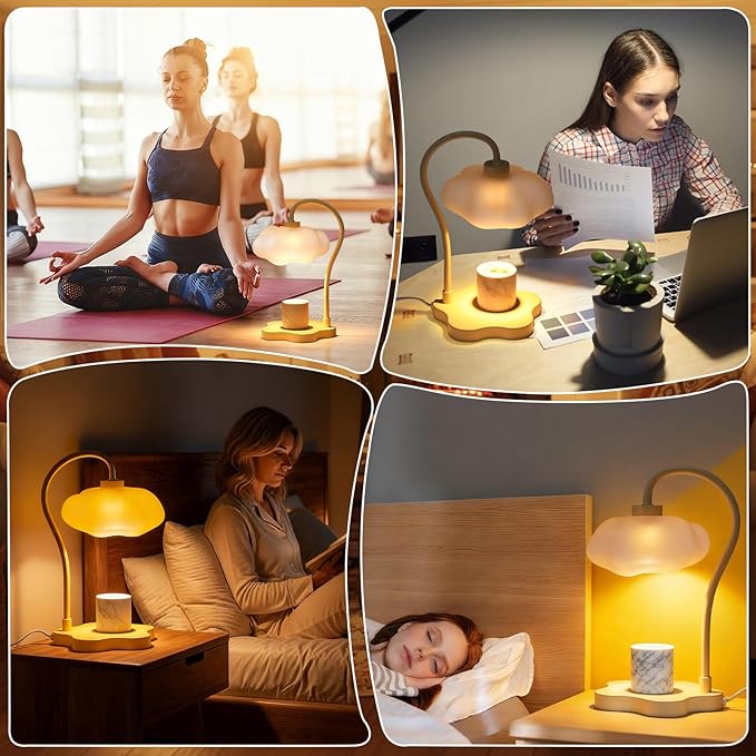 Glooglitter Cloud Candle Warmer Lamp with Timer Dimmer Mother's Day Cute Warming Lamp Adjustable Wax Melt Light Bedside Table Scented Wax Light for Bedroom House Birthday Gift for Women