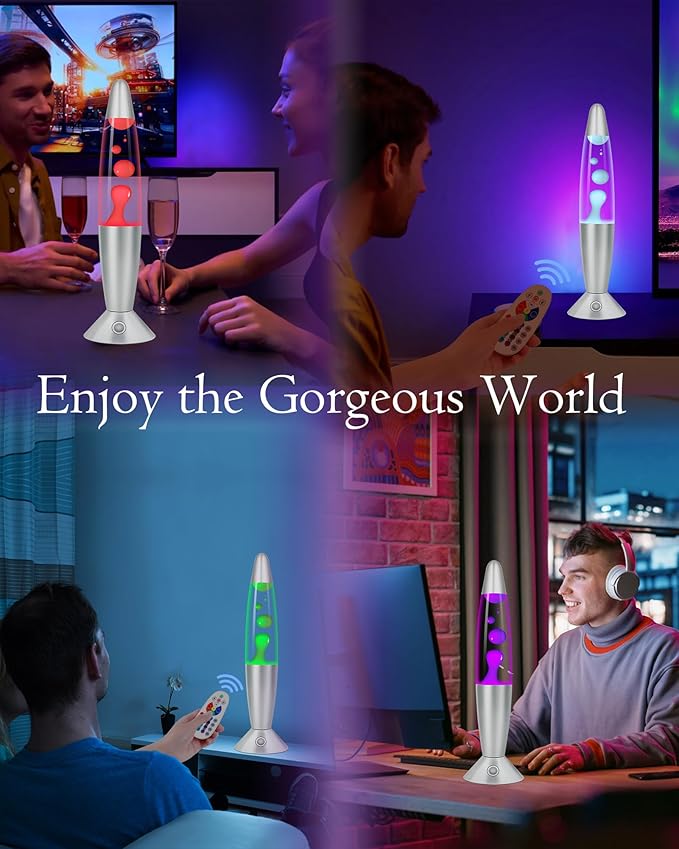 16 Inch Large LED Liquid Motion Lamps with Remote Control, 17 Color Changing Lamp LED Night Light Table Mood Lamp for Living Room Bedroom Office, Christmas Holiday Birthday Gifts for Adults Boys Girls