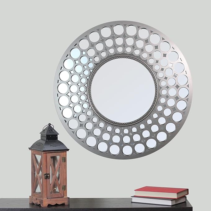 Northlight 24.75" Silver Cascading Orbs Round Wall Mirror