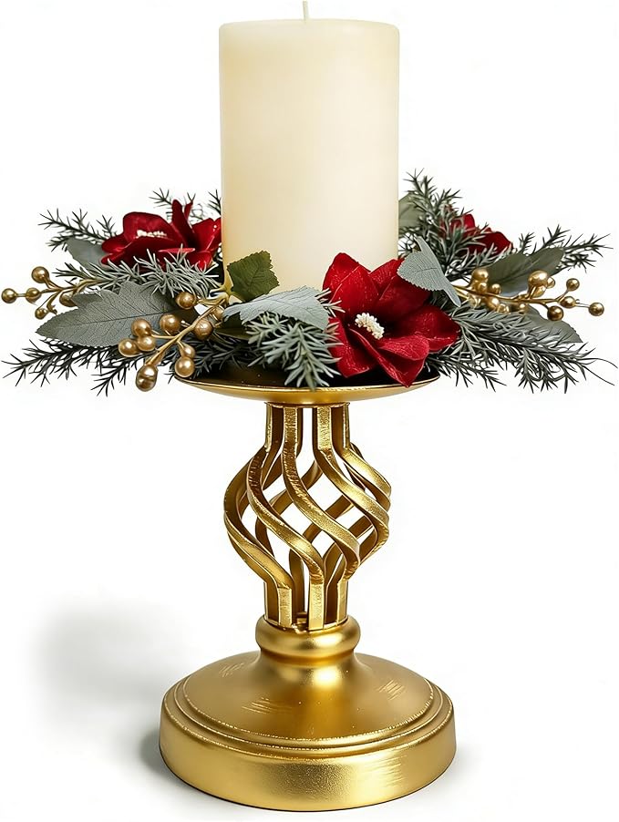 Candlestick Holders - Candle Holders Decorative LHQOO Metal Vintage Candle Holder with Non-Slip Base, Available for Home Decor, Wedding, Dinning, Party, Anniversary (Gold)