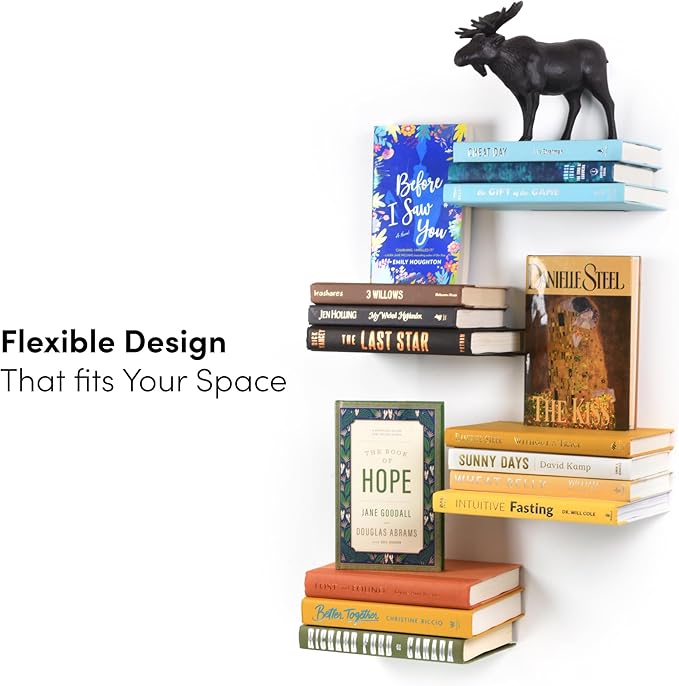 xympo Floating Invisible Bookshelf Wall Mounted (Set of 4) - Aluminum - Turn Books into Floating Shelves