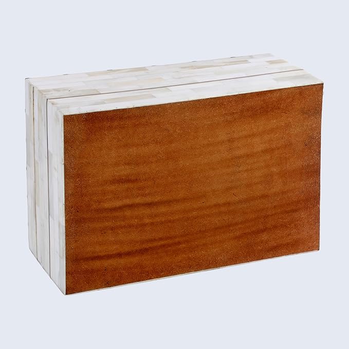 Handicrafts Home Large Decorative Storage Box with Lid – 12X8X5” Coffee Table Organizer, Keepsake- Decorative Boxes for Home Decor, Stylish Decorative Box for Office Decor-Aegean Pearl