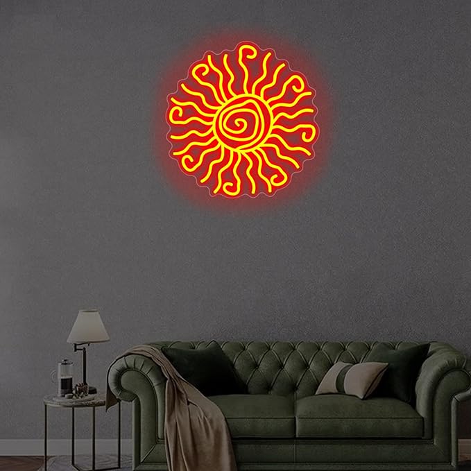 Wacky Sun Neon Sign LED Night Lamp for Room Wall Decor Sun Sign Bedroom Aesthetic Sunrise Sunset Neon Sign for Party Art Neon Design for Bedroom Home Bar Room Decor Gift