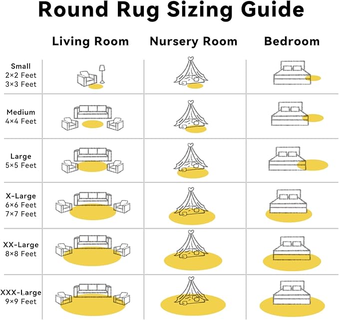 OLANLY Yellow Round Rugs for Bedroom - Machine Washable, 9 ft Circle Area Rugs for Living Room, Soft and Fluffy Shaggy Carpet for Teen Girl and Boys, Nursery Rooms, Dorms, Home Decor Aesthetic