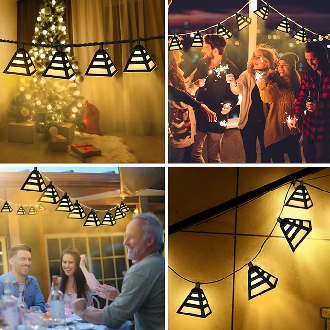 Vigdur Ramadan Lantern String Lights - 10 LEDs Eid Mubark Ramadan String Lights Connectable Waterproof,Ramadan Decoration Lights for Patio Garden Backyard Camping Party
