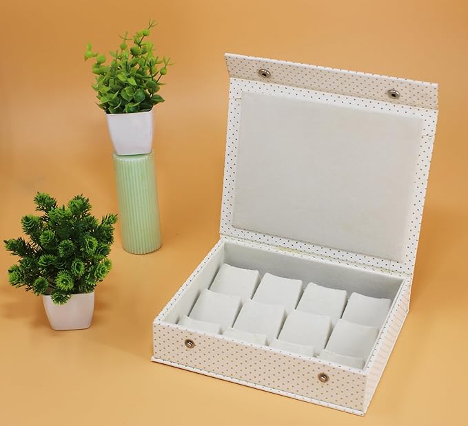 atorakushon PU Leather Makeup jewellery accessories Vanity box to nicely organize the jewellery Jhumka Earrings Cosmetic Necklace and carry it along anywhere easily for Woman (Cream)
