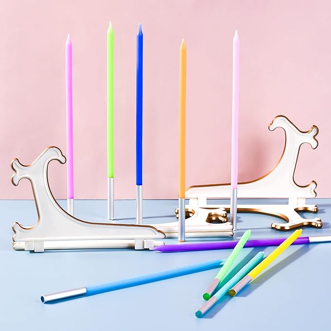 PHD CAKE 40-Count Rainbow Long Thin Birthday Candles, Cake Candles, Birthday Parties, Wedding Decorations, Party Candles