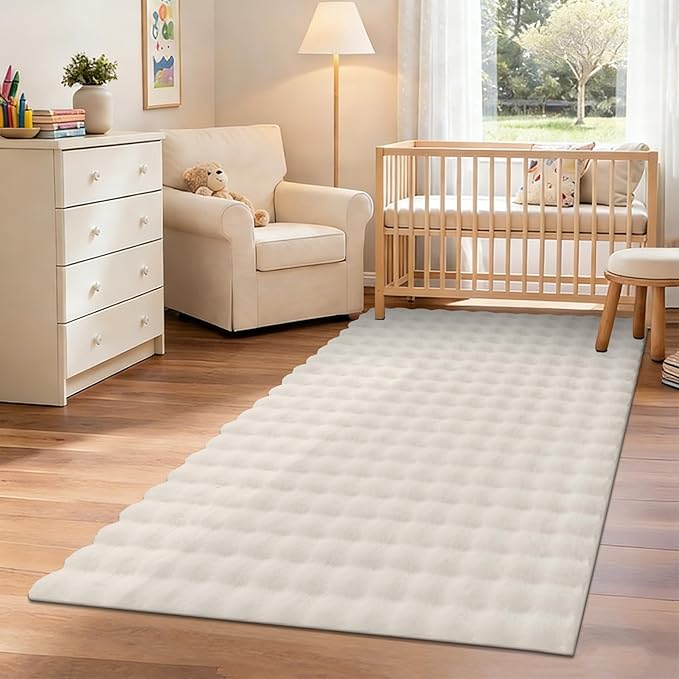 Pauwer Area Rugs for Living Room, 3x5 Fluffy Faux Fur Rug Non Slip Machine Washable Soft Shaggy Indoor Floor Carpet for Bedroom Dorms Playroom, Cream