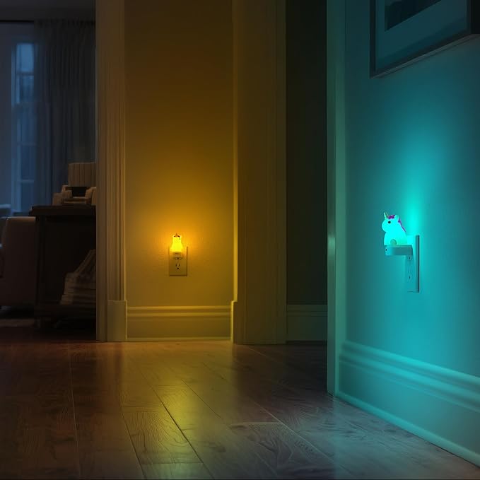 DORESshop LED Night Light for Kids, 3D Cute Unicorn Night Lights Plug into Wall with Dusk to Dawn Sensor, RGB+Soft White 3000K Plug in Night Light for Kids Girl Birthday Gift Room Decor