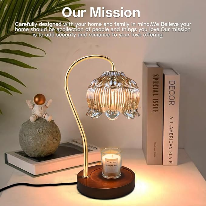 SupBri Dimmable Flower Candle Warmer Lamp, Gold Candle Warmer with Timer & 4Bulbs, Womens Gifts for Christmas Birthday, Unique Home Decor for Bedroom Living Room Decor Aesthetic