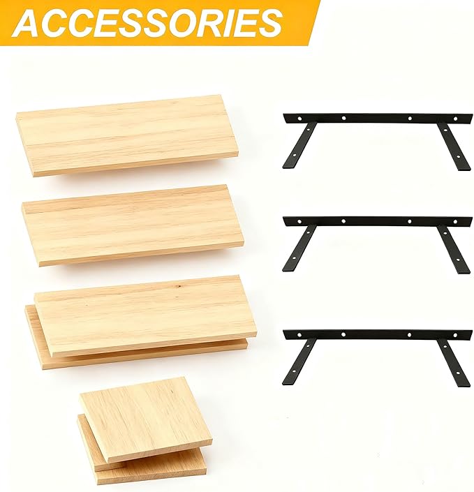 Wall Mounted Floating Shelf, c Long for Bedroom Living Room Kitchen Staircase Bathroom Above Toilet Wall Decoration Book Storage Room Recoration (3piece Set) Natural Wood Color