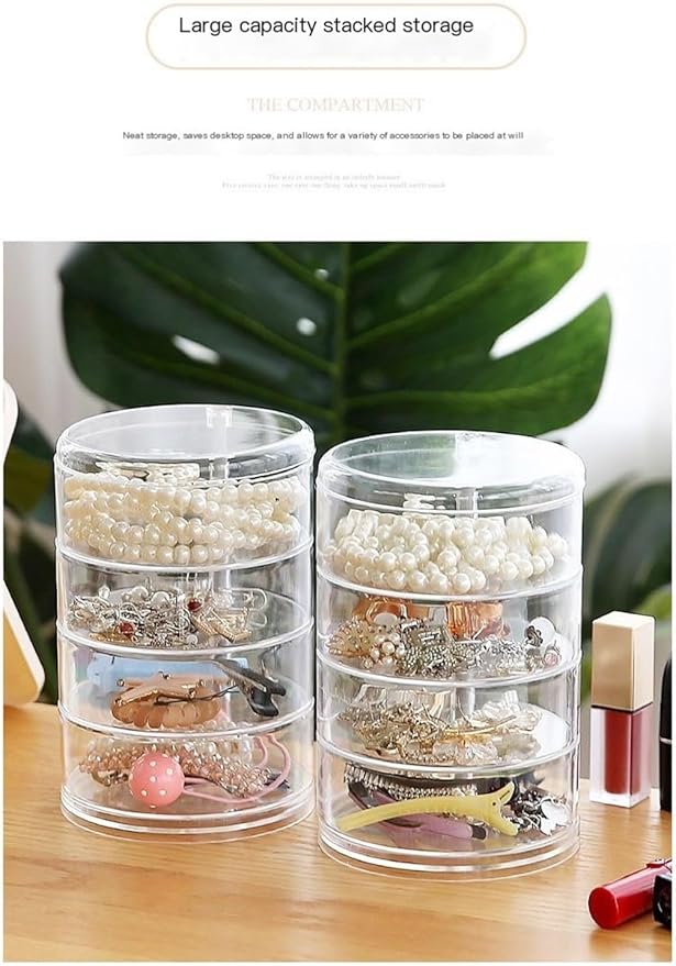 Makeup Organizer Multi Layer Jewelry Organizer Large Capacity 360 Desktop Jewelry Organizer for Stud Earrings Rings Necklaces Bracelets Storage Box (Color : Clear, Size : 5)