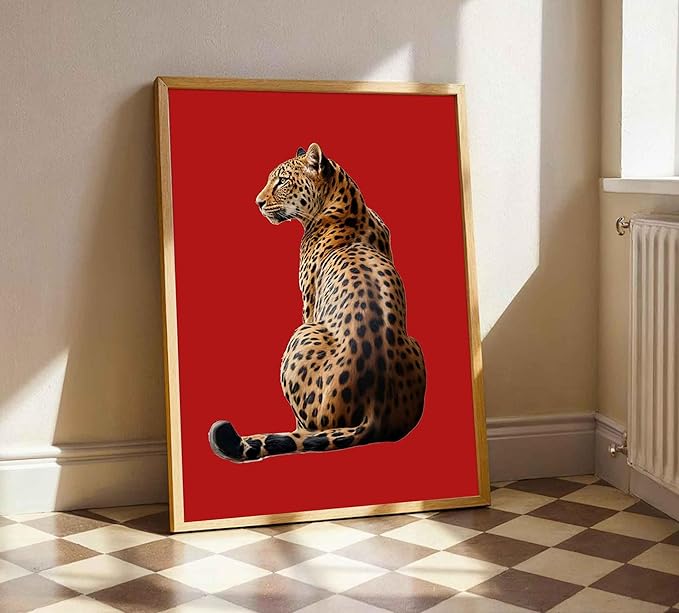 3Pcs Trendy Leopard Wall Art Preppy Funky Red Boot Martini 8 Ball Wall Decor Pictures Vintage Feminism Aesthetic Cheetah Canvas Poster Prints for Girly Bedroom Apartment Dorm Decoration 16X24Unframed
