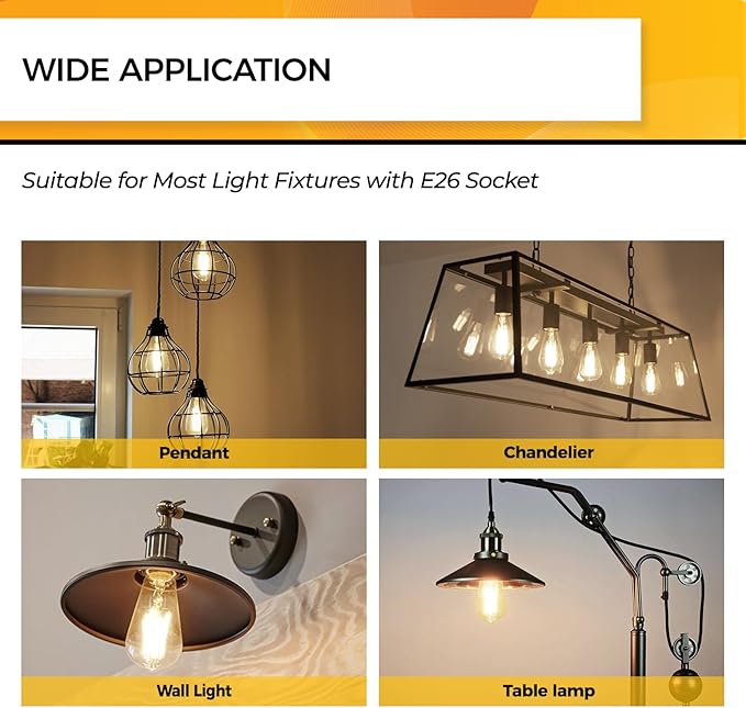 Hizashi LED Edison Bulbs, 6W, Equivalent 60W, Dimmable E26 LED Bulb, 3000K Soft White, 95+ CRI 700 Lumens, ST19 Vintage Light Bulbs, Clear Glass, Pack of 4