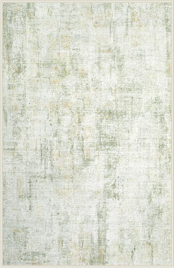 Area Rugs 6x9 Living Room: Washable Rug Modern Abstract Large Rugs Soft Non Slip Neutral Rug Stain Resistant Indoor Carpet for Bedroom Kitchen Dining Room Nursery Home Office Rugs(Green Brown,6'x9')