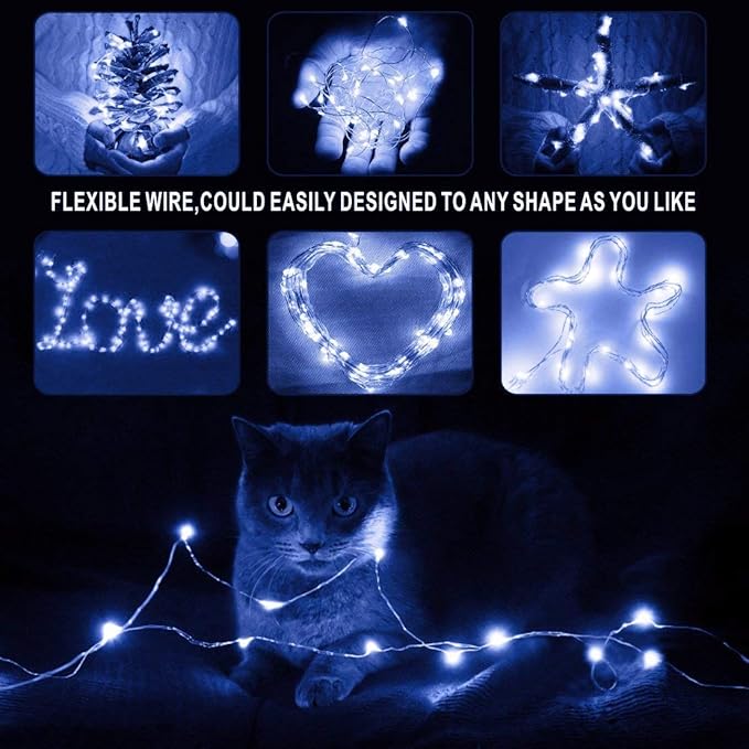 Fairy Lights Battery Operated, 10Feet 30 LED String Lights Indoor Outdoor, Starry Twinkle Light for Wedding Party Christmas Table Decorations, Cold White Bluish(AA Batteries not Included)