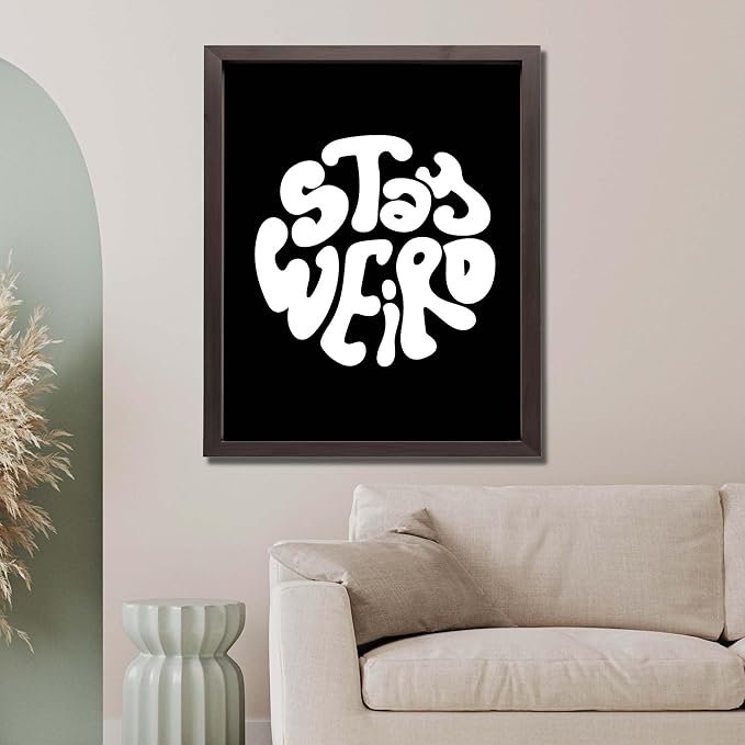 InkFlow Posters Stay Weird Poster - Bold Typography Art - Playful Minimal Graphic Design - Modern Home Wall Decor Accent - Quote Print - 11x14 Unframed Canvas Print