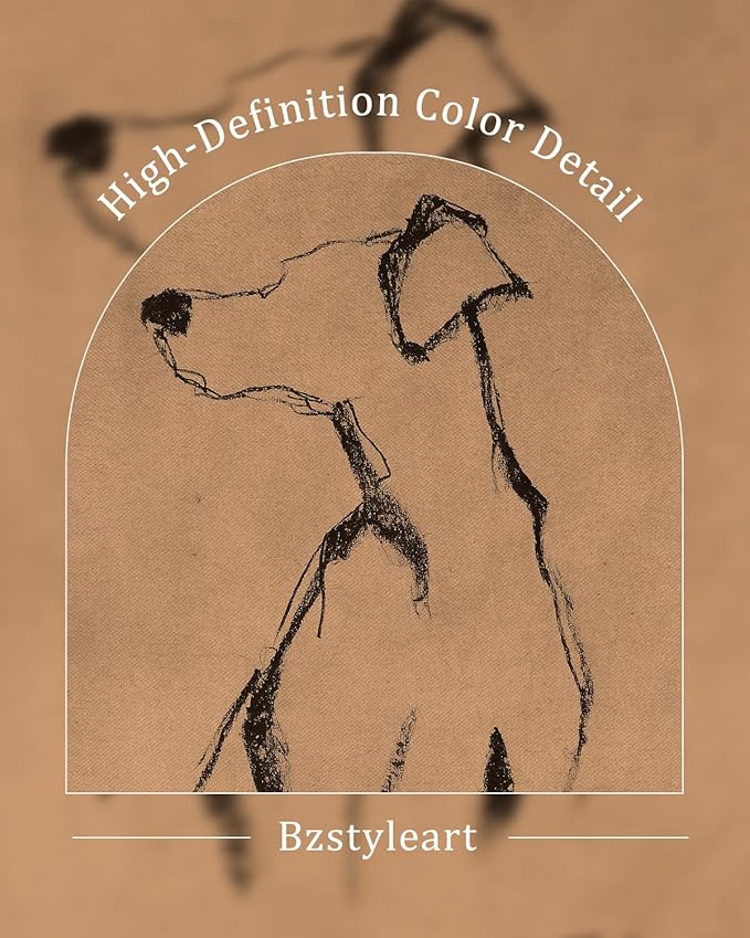 Bzstyleart Vintage Wall Art Decor, Gold Framed Wall Art 8 x 10 Inch Sketch Dog Turn Left, Animal Painting Picture Framed Canvas Wall Art, Dog Print Painting for Bedroom Living Room Bathroom Kitchen