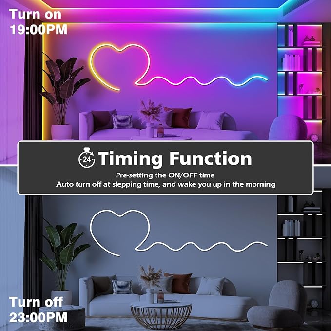 LETIANPAI Neon Rope Lights,Flexible Led Rope Lights Control with App/Remote,Multiple Modes Rope Lights,IP65 Outdoor RGB Led Neon Lights Waterproof,Music Sync Gaming Led Light Strip (50FT)