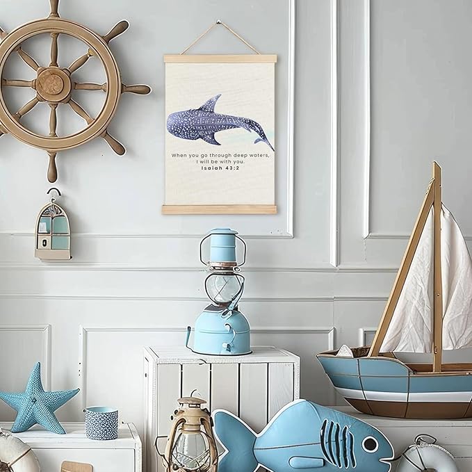RYYCDOI Whale Shark Wall Decor, Christian Bible Verses Wall Decor for Droom Room Bathroom Nursery, 16x24 Inches