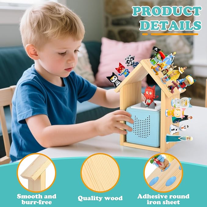 DIY House for Tonies Box Storage Organizer Shelf for 40 Tonie Figures (with 40Pcs Magnetic Adhesive Metal Plate), Compatible with TonieBox 1/2 Player Tonies Box Characters for Children Room