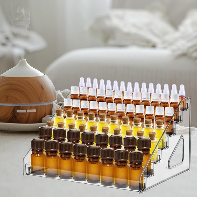 YEXEXINM 2 Pack 7 Tier Essential Oil Organizer,Clear Essential Oil Holder,Essential Oil Storage Shelf,Essential Oil Collection Display Rack Organizer Holds 5ml 10ml 15ml 30ml Essential Oils