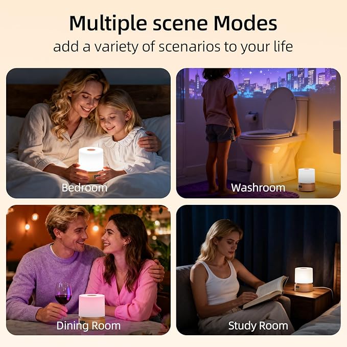 Nursery Night Light with Clock for Kids, Touch Lamp Bedside Desk Lamp, Portable Breastfeeding Night Lamp for Baby, 3 Color Stepless Dimming Up for Restaurant,Bedroom,Rechargeable (Orange)
