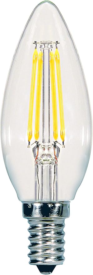 Satco S9961/04 C11 Decorative LED Filament Light Bulb, 60W-Replacement, 5.5W, 3000K, 4-Pack