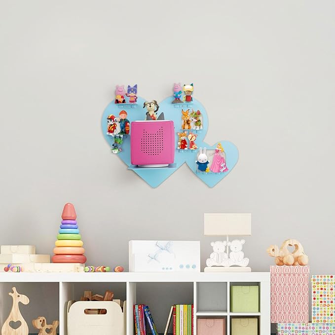 Metal Bracket for Toniebox,Floating Shelf for Tonies Figures 15-20pcs Storage,Wall Mounted Brackets for Toniebox Player,Children's Room Decorations and Gifts (Blue)