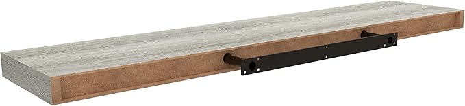 Ballucci Floating Shelf, 36" Wood Wall Shelf with Invisible Brackets for Bathroom, Living Room, Bedroom, Kitchen, Nursery, 8" Deep, Rustic Gray