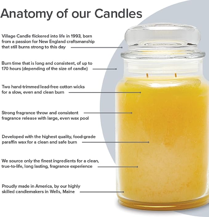 Village Candle Fresh Lemon Large Apothecary Jar, Scented Candle, Yellow, 21.25 oz. (Pack of 6)