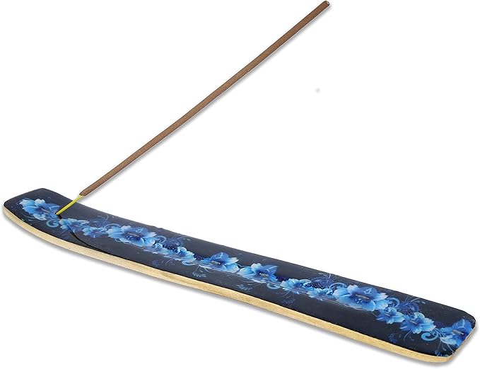 Yajna Traditional-Handmade-Burner Wooden-Incense-Stick-Strip-Holder Ash-Catcher-Stand for-Aromatherapy-Meditation-Yoga (Meditation Time) 10 Inches, Pack of 2