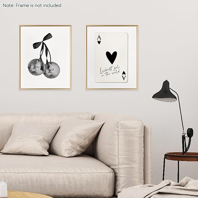bakbrand Wall Art Minimalist Aesthetic Wall Decor Coquette Modern Canvas Decor Posters Trendy Preppy Bow Picture Print Painting for Bedroom/Living Room, Set of 4 Pcs Unframed (AC1, Black, 8W x 10L)
