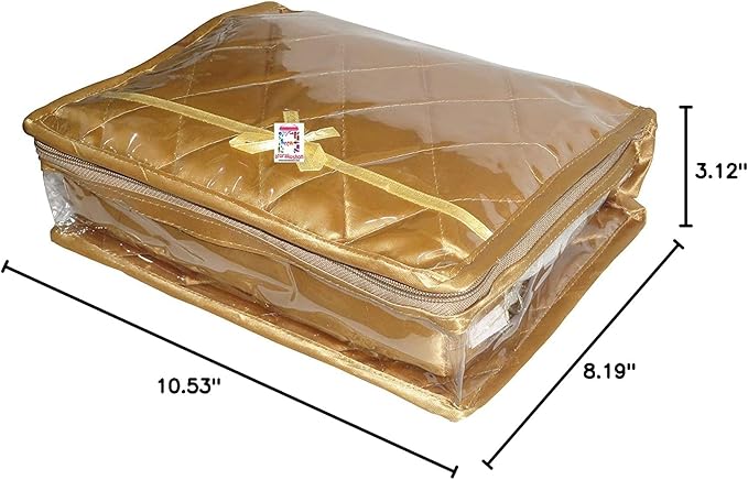 atorakushon Jewelry Travel Organizer Case Transparent Storage Zipper Locker Box Pouch for Necklaces Earrings Rings Bracelets Golden