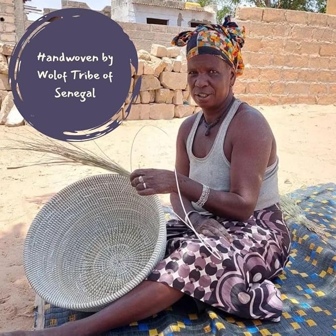 African Basket with Lid, Colorful Pattern, Hood Lid, 10 Inch Wide