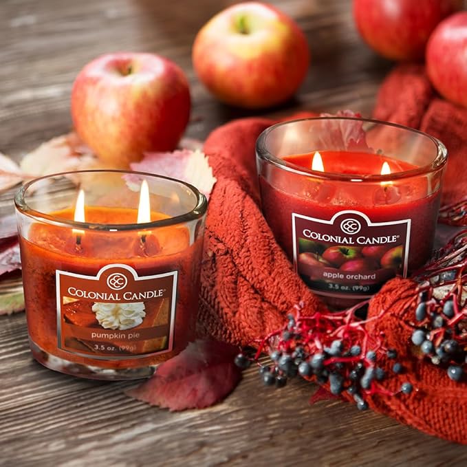 Colonial Candle Apple Orchard Scented Jar Candle, 2 Wick, 3.5 oz, Mottled Wax Candle