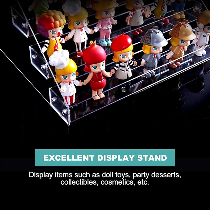 Acrylic Riser, 12in 4 Tier Display Organizer - Premium Clear Perfume & Skincare Organizer, Easy Assemble Cupcake Stand & Decoration Shelves