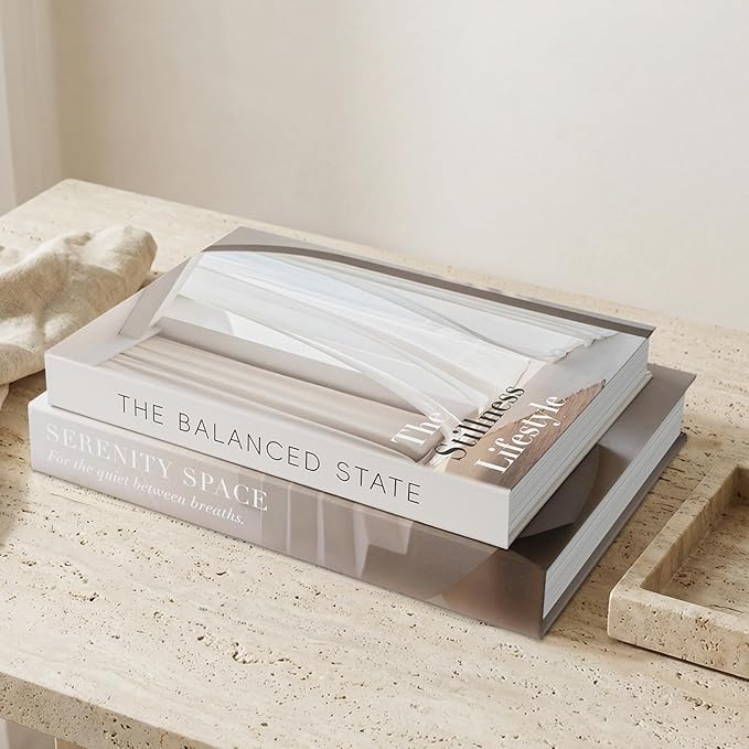 Aesthetic Decorative Books for Home Decor - Stackable Fake Books Storage Box for Coffee Table - Set of 2 Faux Books for Decoration - Fake Book Double as Libros Decorativos and Photo Storage