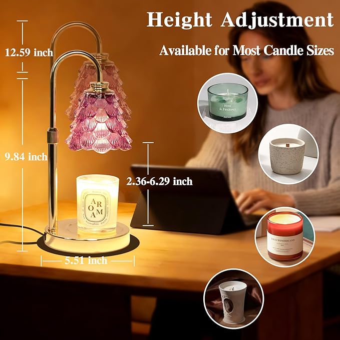 GEEZO Fragrance Candle Warmer Lamp,Electric Candle Warmer with Timer & Dimmer,Mom Christmas Birthday Gifts for Women, House Warming Gifts New Home Bedroom Decor