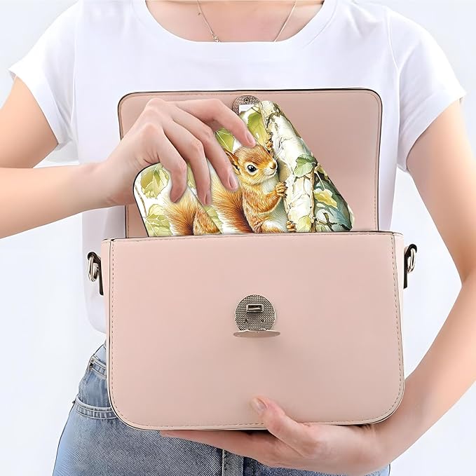 Travel Jewelry Case with Compact Mirror, Cute Little Squirrel Exquisite PU Leather Jewelry Boxes for Women, Best Gifts for People Who Travel - Dainty Jewelry Organizer