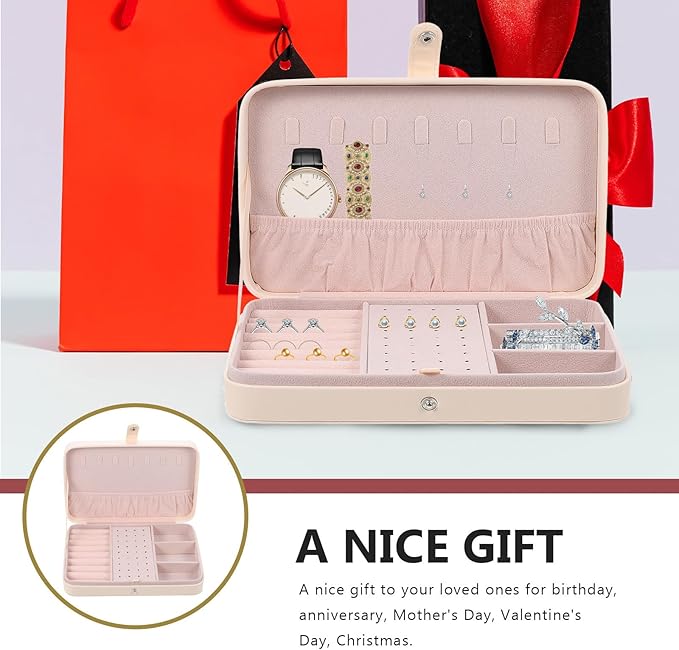 Sosoport Double Layer Jewelry Box for Women Portable Desktop Makeup Organizer and Storage Case Compact Multifunctional Watch and Jewelry Holder