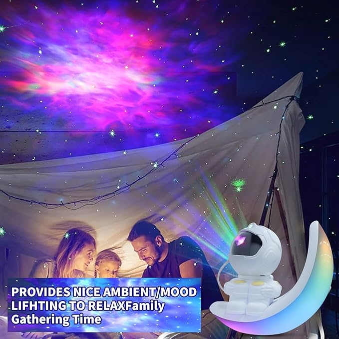 Astronaut Star Projector Galaxy Light, Built-in Speaker 360° Space Man Buddy Projector Sky LED Night Light Space Starlight Spaceman Lamp Gift with White Noise for Kids Adults Bedroom Ceiling Decor