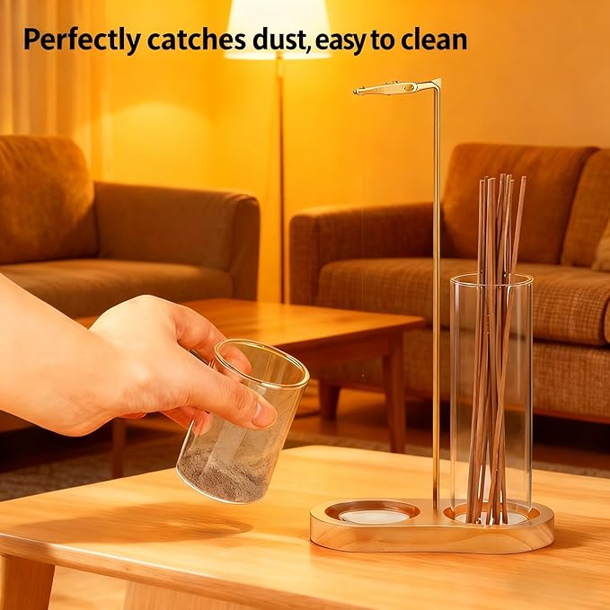 3-in-1 Incense Holder for Sticks with Enlarged Ash Catcher, Anti-Scatter Glass Tray for a Serene Home, Yoga, or Spa, Includes Dedicated Cone Holder and Brush(Not Included Incense Sticks)