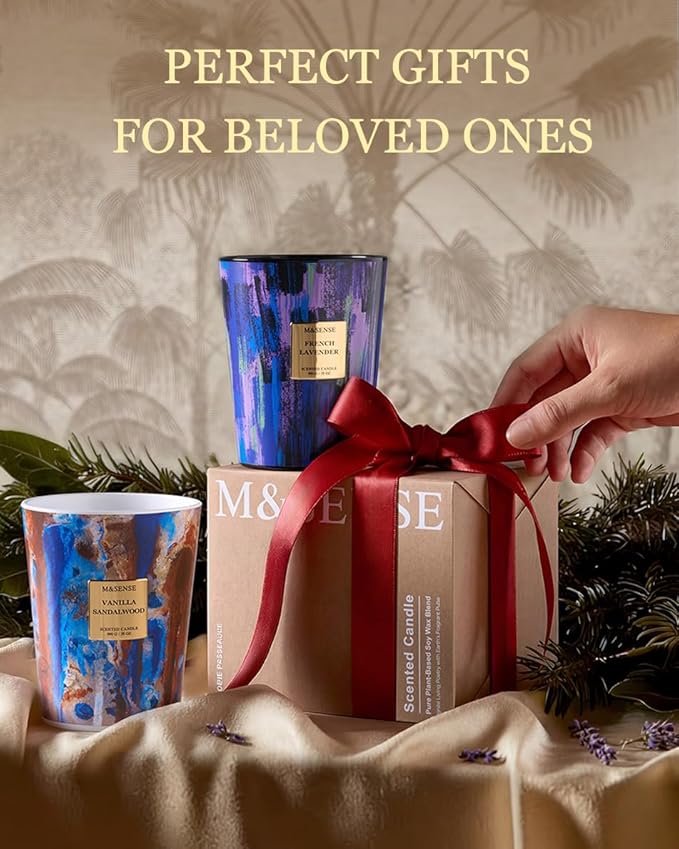 M&SENSE 3-Wick Dark Rose Scented Soy Large Candle, 35oz 150 Hours Non-Toxic, Luxury Romantic Floral Aroma Spring Candles, Valentines Mothers Day Gift for Her, Fancy Decorative Home Candle