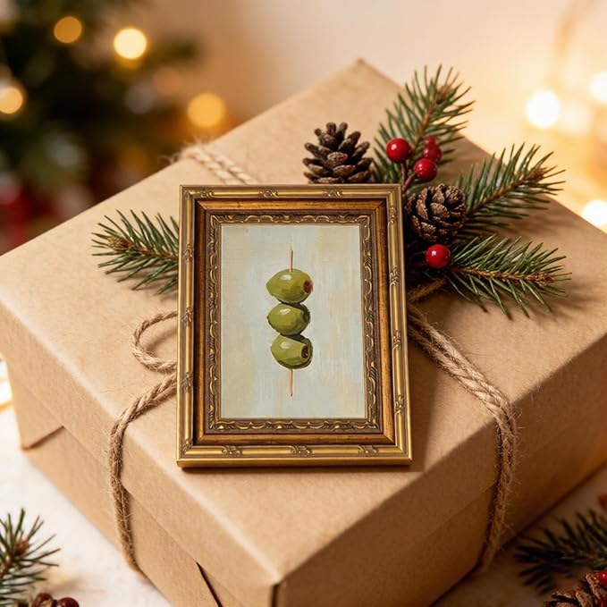Gold Framed Wall Art Vintage Dirty Martini Olives Wall Art Retro Green Olives Cocktail Bar Cart Wall Decor Picture Summer Trendy Minimalist Kitchen Poster Print for Living Room Dining Room 9x11in