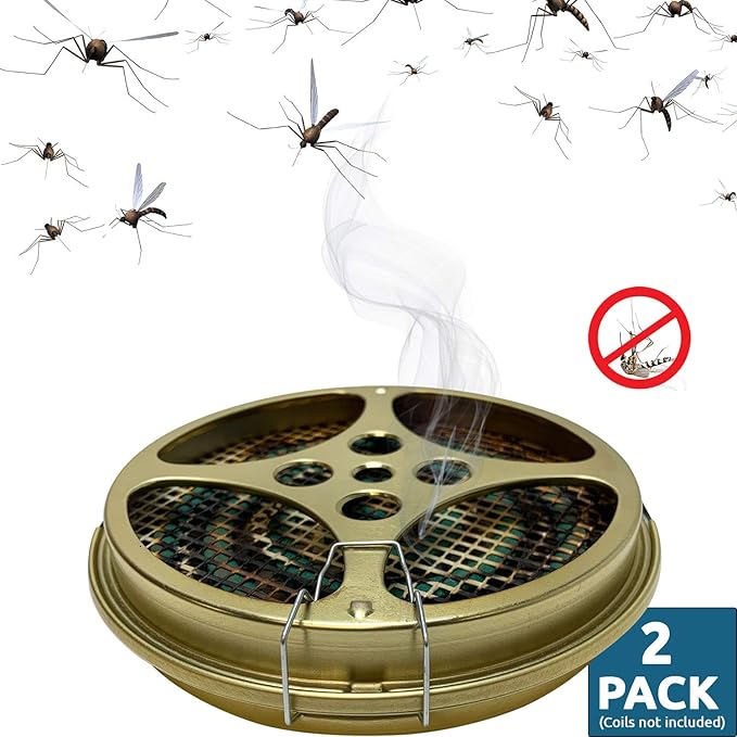 W4W Portable Mosquito Coil Holder - Mosquito Coil & Incense Burner for Outdoor use, Pool Side, Patio, Deck, Camping, Hiking, etc.(Includes Set of 2 Holders)