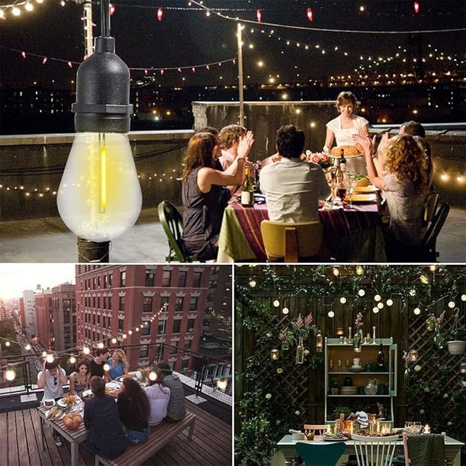 Jslinter 30-Pack LED String Light Bulbs Replacement, 1W E26 Vintage Bulbs, 2200K Warm White, Indoor/Outdoor String Lights for Wedding, Party, Xmas Decor