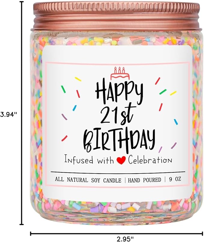 Homsolver 21st Birthday Gifts for Her, Perfect Ideas Happy Birthday Presents for Women, Friends, Sister, Daughter, Vanilla Cream Scent Handmade Aromatherapy Candle Decorations