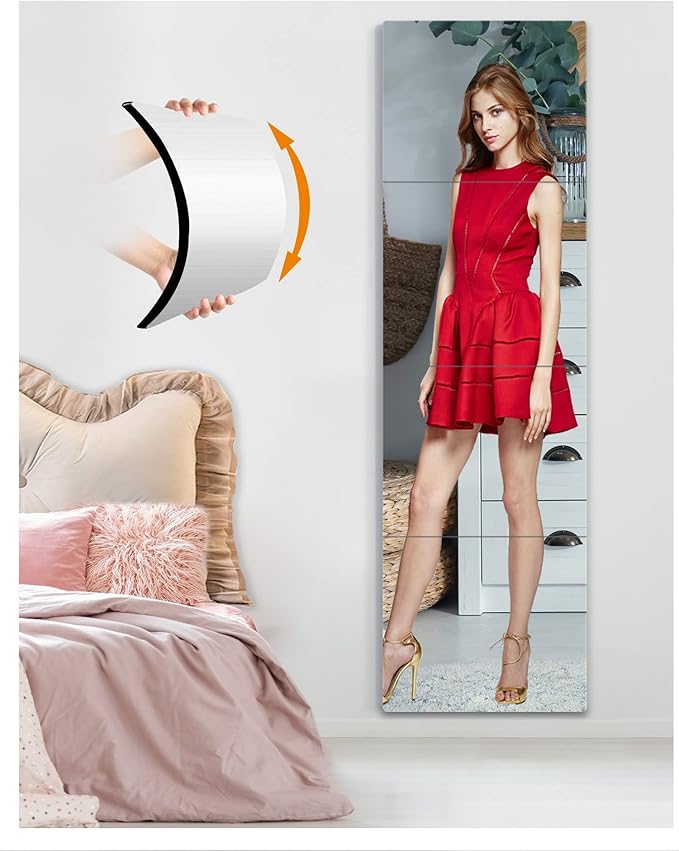 Shatterproof Wall Mirror Full Length for Bedroom, Acrylic Gym Mirrors For Home, Extra Thick: 0.12 inch, 14 x 14 inch x 4 Pcs, Workout Mirrors Safe for Kids, Over The Door, Long Wall Mounted