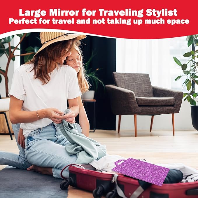 Foldable Full Length Mirror, 2-in-1 Wall Mounted or Tabletop Mirror, Portable Travel Mirror with Handle for Dance Home Bedroom Wardrobe Stage Makeup Checks Camping Outdoor Use (47" x 12.5", Tri-Fold)
